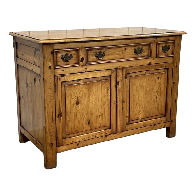 English Fir Wood Sideboard, 1950s For Sale
