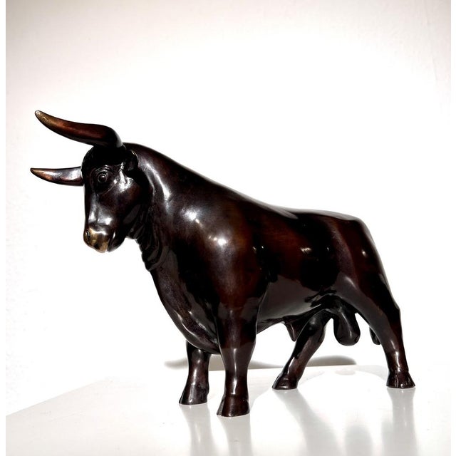 Brown Patinated Bronze Sculpture of Bull For Sale - Image 14 of 14