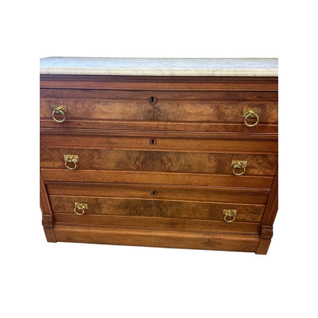 Wood Antique Marble Topped French Provincial Sideboard For Sale - Image 7 of 18