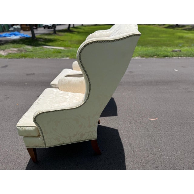 Textile Pair of Ethan Allen Selby Wing Chairs For Sale - Image 7 of 11
