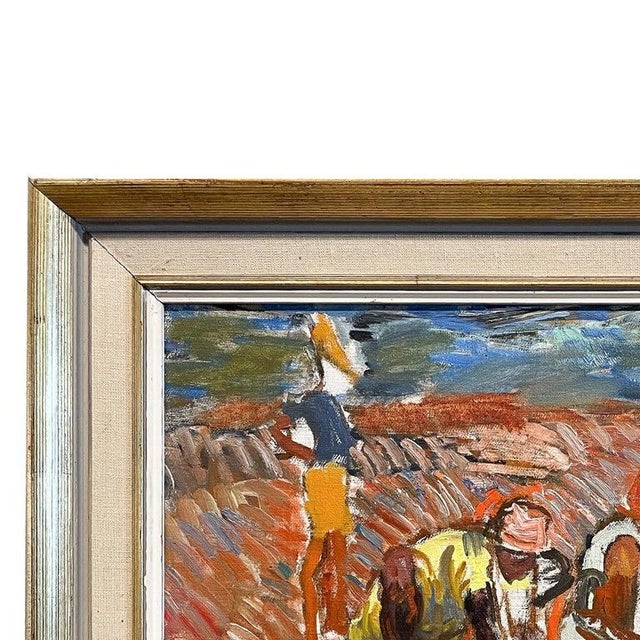 Burnt Orange Wpa Impressionist Figurative Landscape Oil Painting Panel "Ocho Rios" Jamaica by Isabella Howland 1940 For Sale - Image 8 of 12