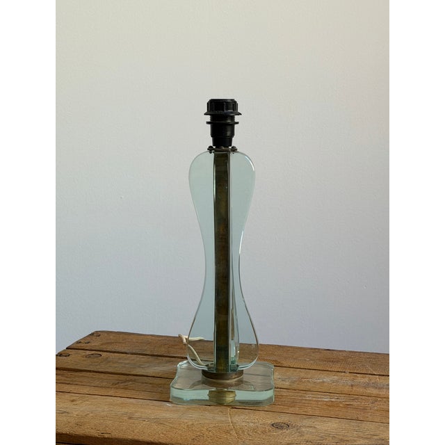 Italian Italian Fontana Arte Attributed Glass Table Lamp For Sale - Image 3 of 12