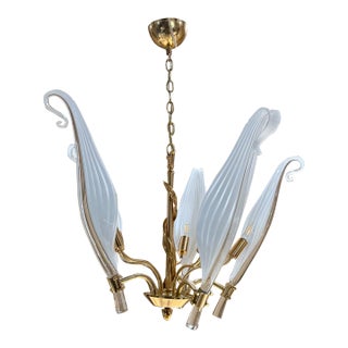 Murano Hanging Chandelier 5 Arms Seguso Franco Luce For Sale