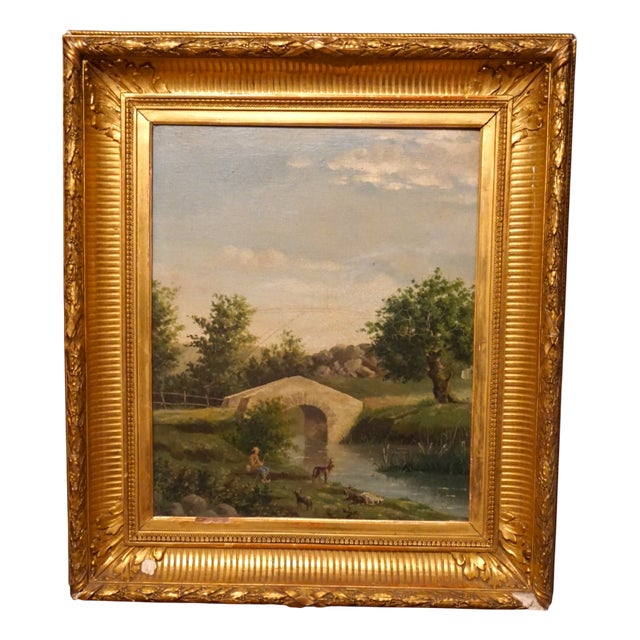 E. Picard, Landscape, 1877, Painting on Linen For Sale