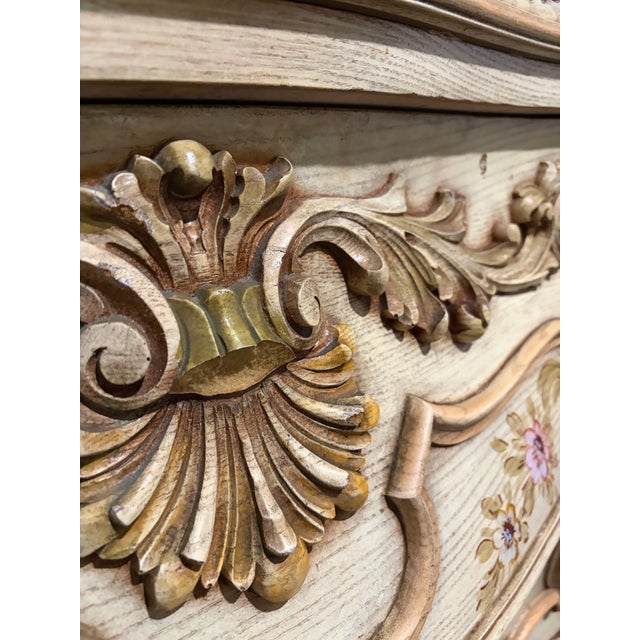 Mid 20th Century Monumental Rococo Revival Hand-Painted Floral China Cabinet and Buffet For Sale - Image 12 of 12