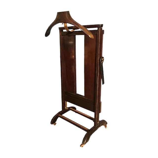 Vintage Walnut and Brass Details Valet from Fratelli Reguitti, 1970s For Sale