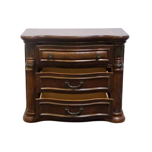 Early 21st Century Kevin Charles Cherry Contemporary Traditional Empire Style 32" Serpentine Front Nightstand Chest For Sale - Image 5 of 12