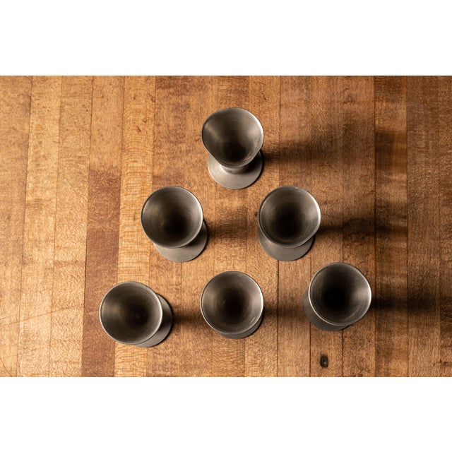 Mid 20th Century Mid-20th Century Havstad Scandinavian Modern Pewter Decanter and Cordial Set — 8 Pieces For Sale - Image 5 of 9