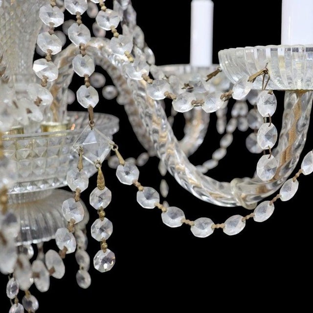 Vintage Crystal, Glass & Brass 6-Light Chandelier C1940 For Sale - Image 10 of 10