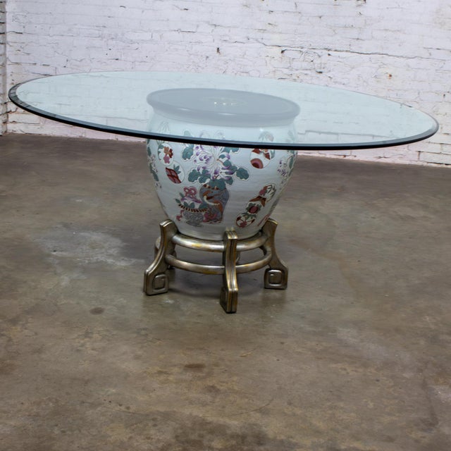 Late 20th Century Ming Treasures Fishbowl Pedestal Base Dining Table by Drexel Heritage Round Glass Top For Sale - Image 6 of 18