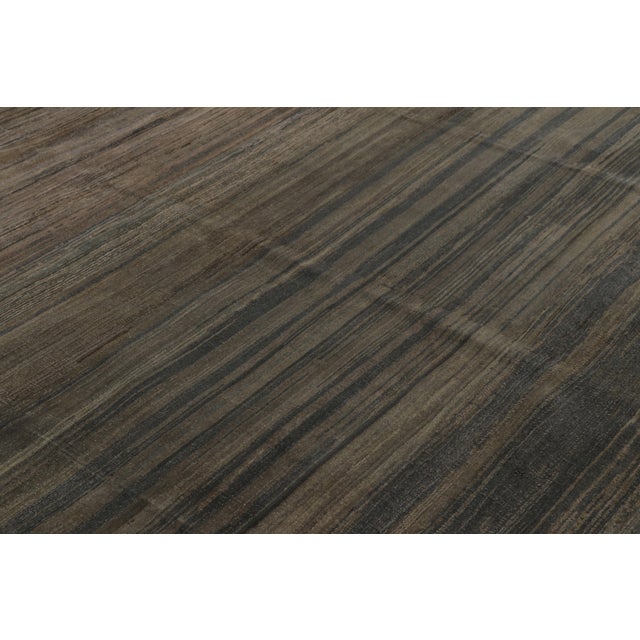2010s Rug & Kilim’s Modern Textural Rug, Rich Charcoal and Beige Tone-on-Tone Striae For Sale - Image 5 of 8