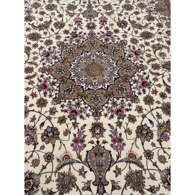 Super Fine Hand Knotted Persian Silk & Wool Isfahan Rug 8'3"x 11'9" For Sale - Image 12 of 16