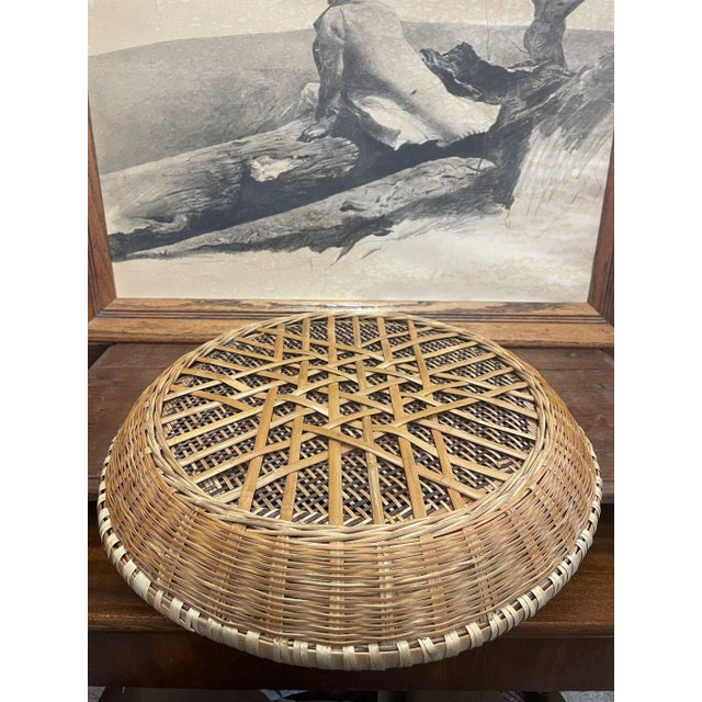 1970s Vintage Rattan Woven Basket For Sale - Image 4 of 6