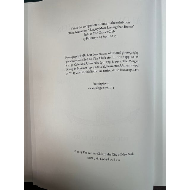 Aldus Manutius: A Legacy More Lasting Than Bronze (First Edition) For Sale - Image 4 of 7