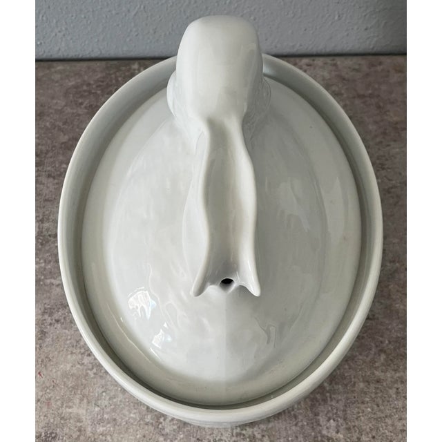 1990s Aplico France Porcelain Bunny Casserole or Baking Dish With Lid- Marked For Sale - Image 5 of 10