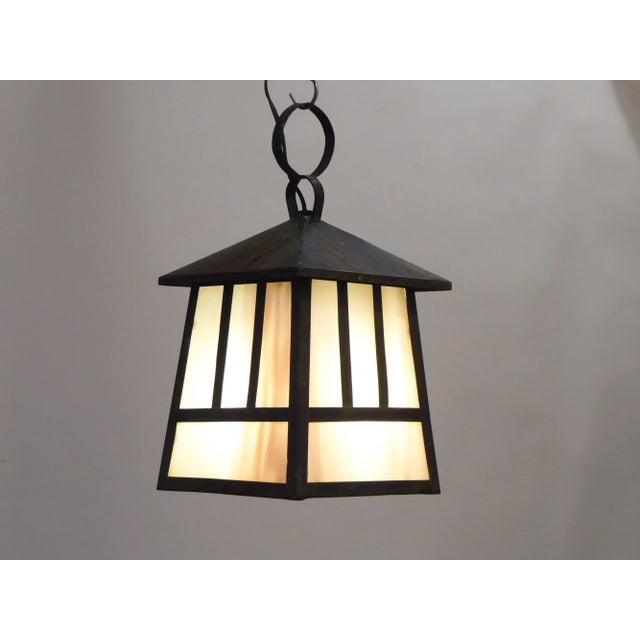 Early 20th Century Vintage Verdegris Frank Lloyd Wright Style Lantern For Sale - Image 5 of 5
