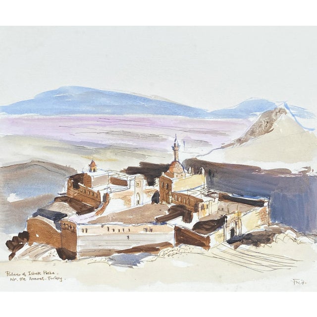 Traditional Fred Atkinson Ishak Pasha Palace Turkey Watercolor For Sale - Image 3 of 3