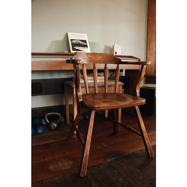 Traditional 1960s Vintage Jb Van Sciver Co. Wood Captain's Chair For Sale - Image 3 of 8
