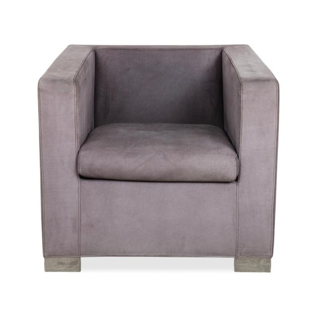 Suitcase Lounge Chairs in Grey Lilac Suede and Chrome from Minotti, Set of 2 For Sale - Image 17 of 18