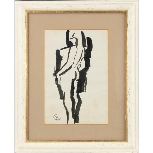 1970s Remo Brindisi, Nude Figurative Composition, 1970s, Ink Drawing, Framed For Sale - Image 5 of 5