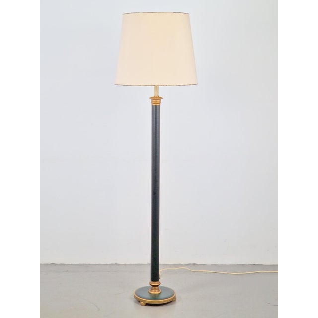 1930s Vintage Neoclassic Green Leather Floor Lamp, 1930s For Sale - Image 5 of 18