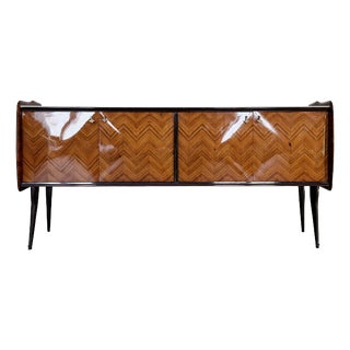 Vintage Italian Sideboard in Chevron Wood Veneer For Sale