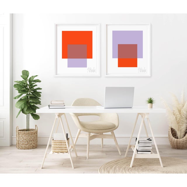 "The Interaction of Brilliant Lavender and Orange" by Liz Roache (Orange, Lavender) This Modern, Mid Century, Contemporary...