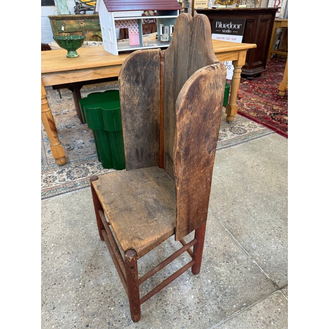 19th Century 19th Century Primitive Folk Art "Make-Do" Fireside Wing Chair For Sale - Image 5 of 9