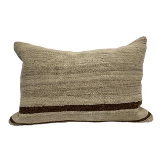 Turkish Hemp Pillow Cushion Natural Beige Brown Pillow Cushion Cover 16" x 24" For Sale