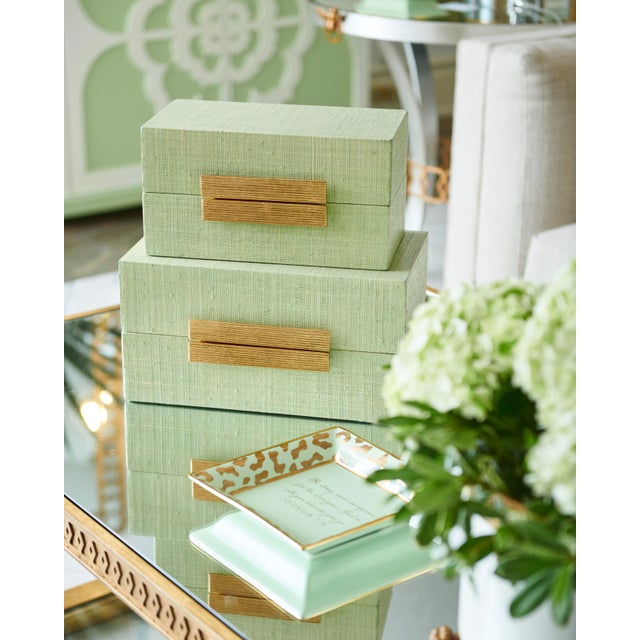 2020s Raffia Boxes - Seafoam, Set of 2 For Sale - Image 5 of 5
