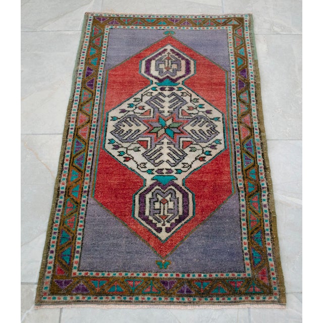 1970s Hand Made Mat Small Turkish Rug Kitchen Decor - 1′9″ × 3′ For Sale - Image 13 of 13