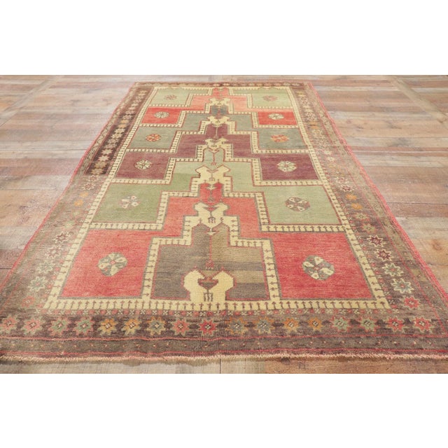 Light Green Vintage Turkish Prayer Rug - 04’02 X 07’10 For Sale - Image 8 of 9