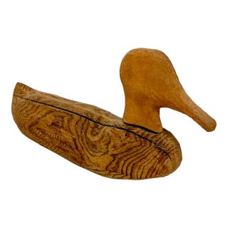 Late 1800s Antique Farmhouse Americana Folk Art Hand Carved Pine Duck Decoy. For Sale