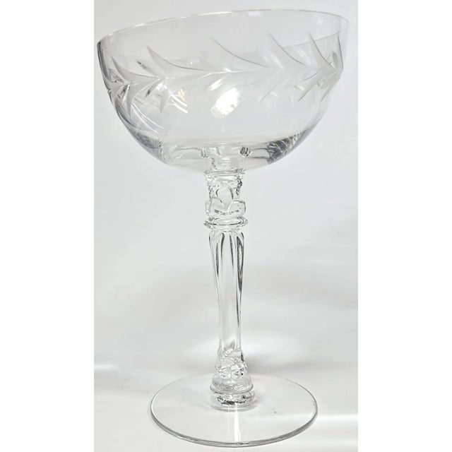 Fostoria Glass Company Handcut Laurel Champagne Coupes- Set of Eight For Sale - Image 4 of 10