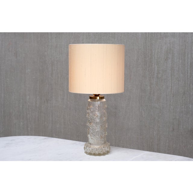 Metal Table Lamp in Glass and Silk by Henrik Blomqvist for Stilarmatur Tranås, Sweden, 1960s For Sale - Image 7 of 11