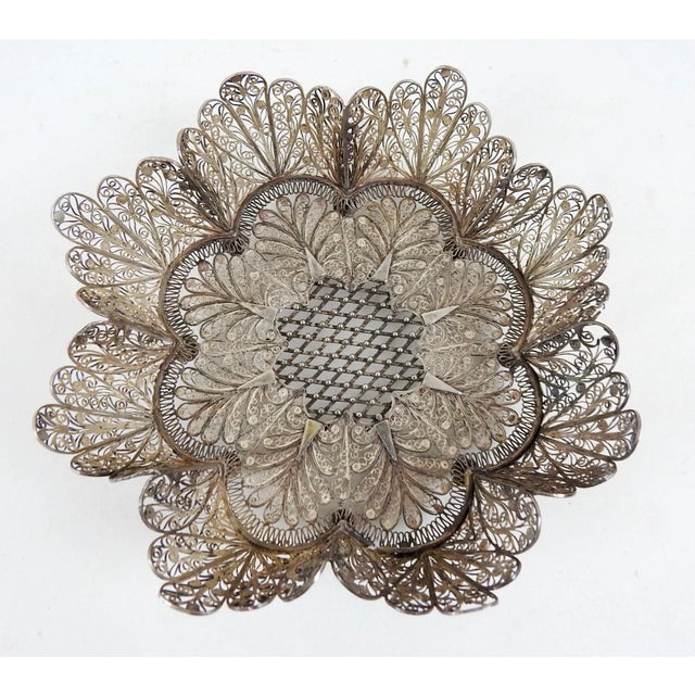 Art Nouveau Vintage Silver Wire Filagree Dish For Sale - Image 3 of 7