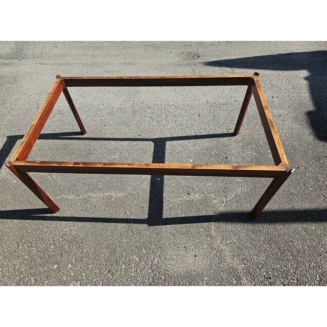 Wood Mid Century Modern Brazilian Rosewood Coffee Table With Smoked Glass Top For Sale - Image 7 of 9