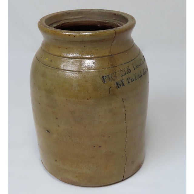 Unusual Antique Early American Stoneware Pickle Crock Chairish