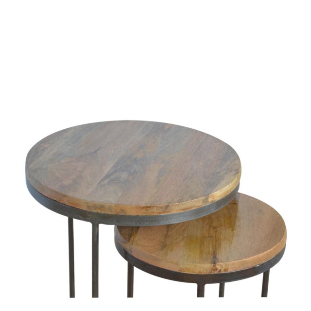 2020s Industrial Solid Wood Nesting Stools (2 Pcs) For Sale - Image 5 of 8