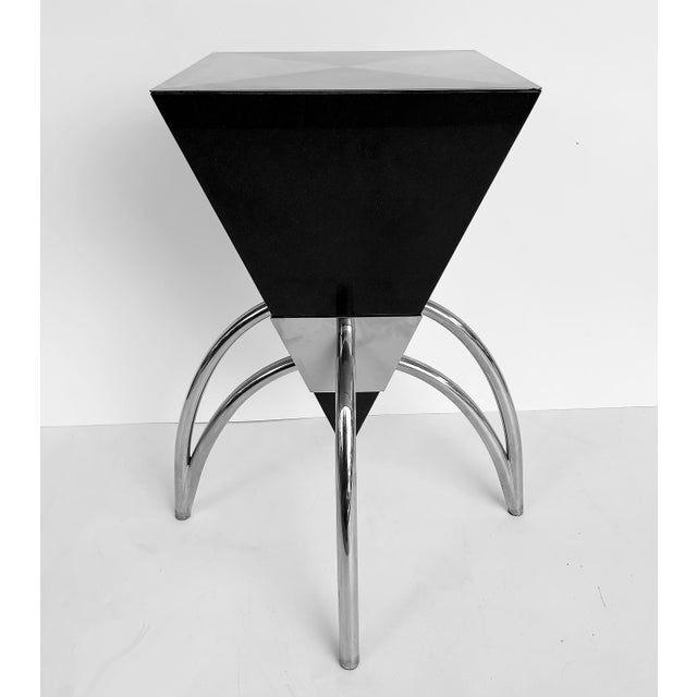 Granite, Stainless Steel and Glass Dining Table, Brueton Atrributed Offered for sale is a large round glass dining table...