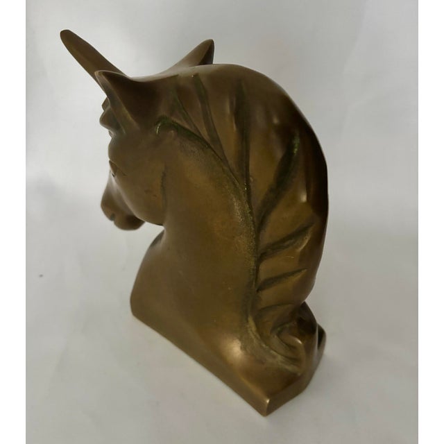 Mid-20th Century Brass Unicorn Head Sculpture With Swept Mane For Sale - Image 4 of 6