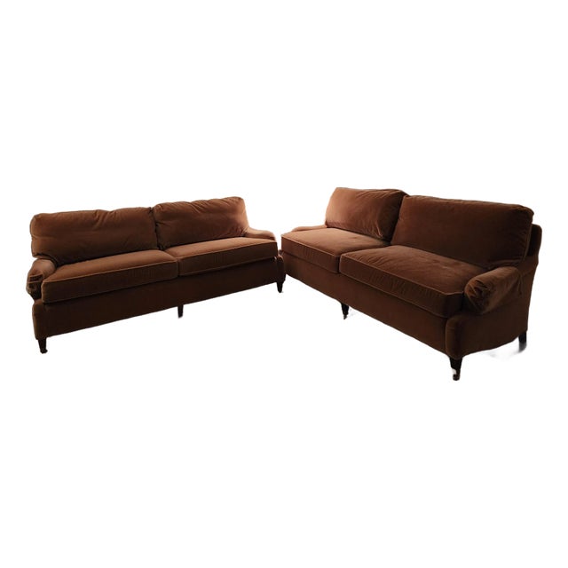 Pair of William Alan Custom Mohair Sofas Manufactured in HighPoint Nc For Sale