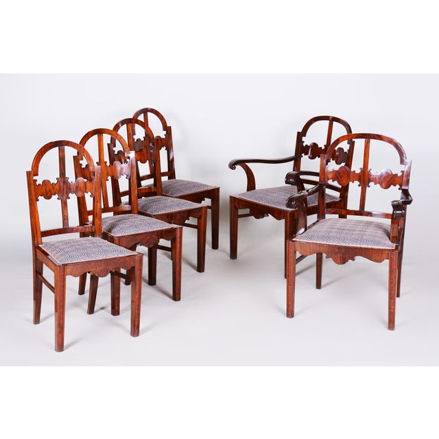 Art Deco Dinig Set in Caucasian Walnut, 1920s, Set of 7 For Sale - Image 17 of 18