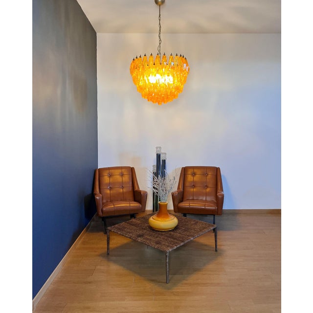 Vintage Murano Glass Chandelier with 111 Amber Poliedri, 1990s For Sale - Image 9 of 18