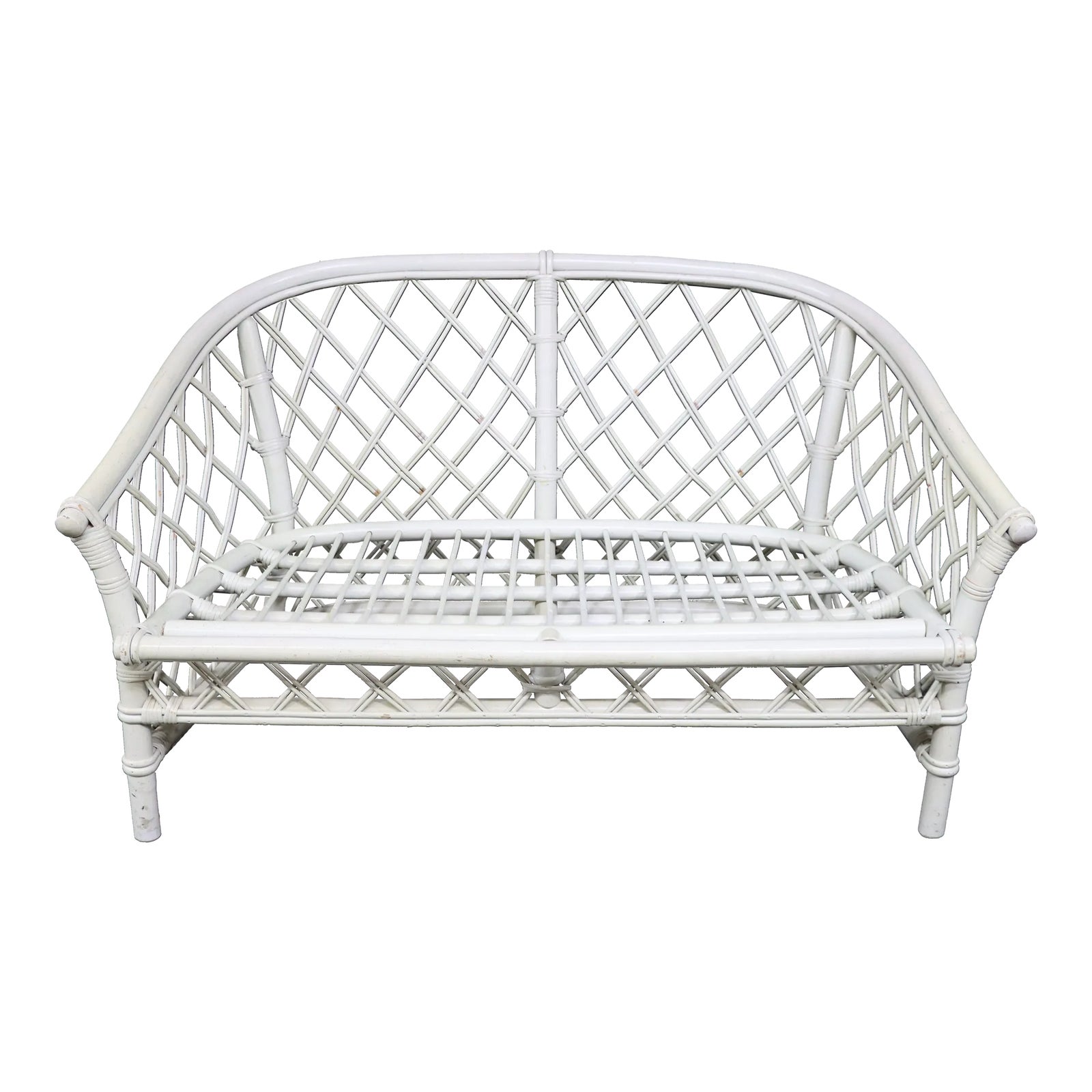 Mid Century Wicker Settee | Chairish