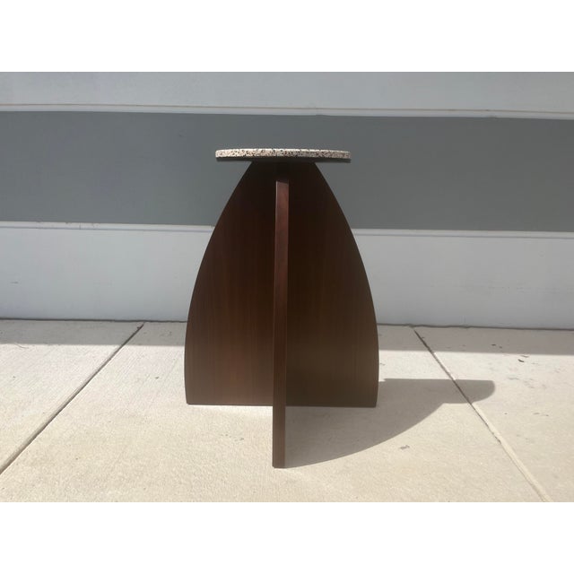 Brown Modern Walnut and Terrazzo Pedestal For Sale - Image 8 of 10