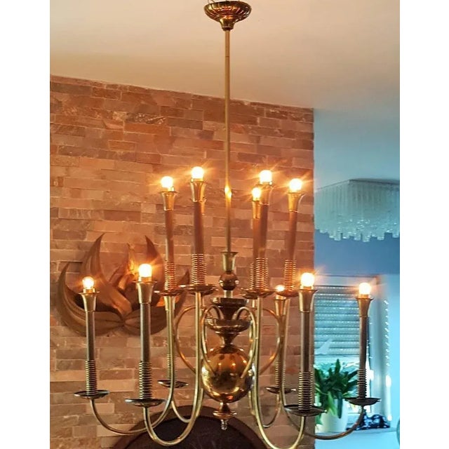Mid-Century Italian Brass Chandelier, 1950s For Sale - Image 9 of 18