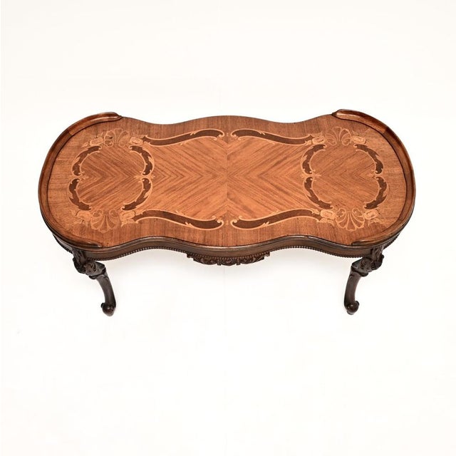 Antique French Inlaid Coffee Table, 1930s For Sale - Image 4 of 9