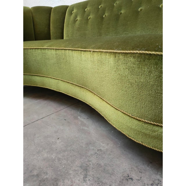 Mid-Century Scandinavian Velvet Banana Sofa, 1980 For Sale - Image 9 of 12