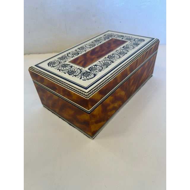 One of a Kind Artist Made Decorative Faux Tortoise and Pen & Ink Box For Sale - Image 9 of 15
